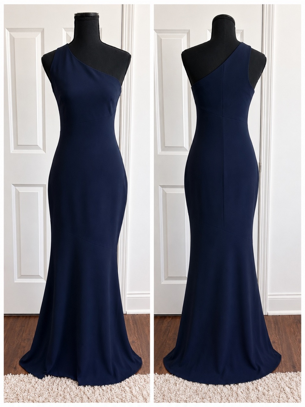 cinq a sept Navy One-Shoulder Evening Gown